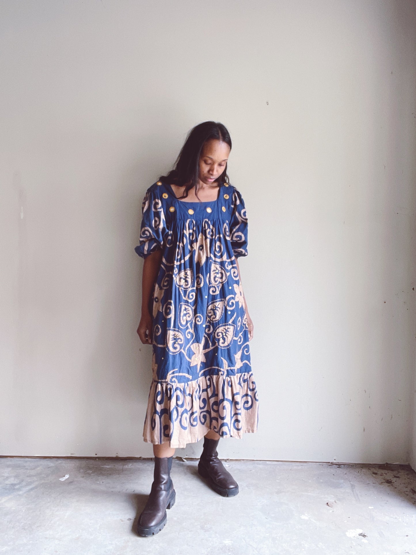 Ramona Rull 70s Indian Block Print Dress