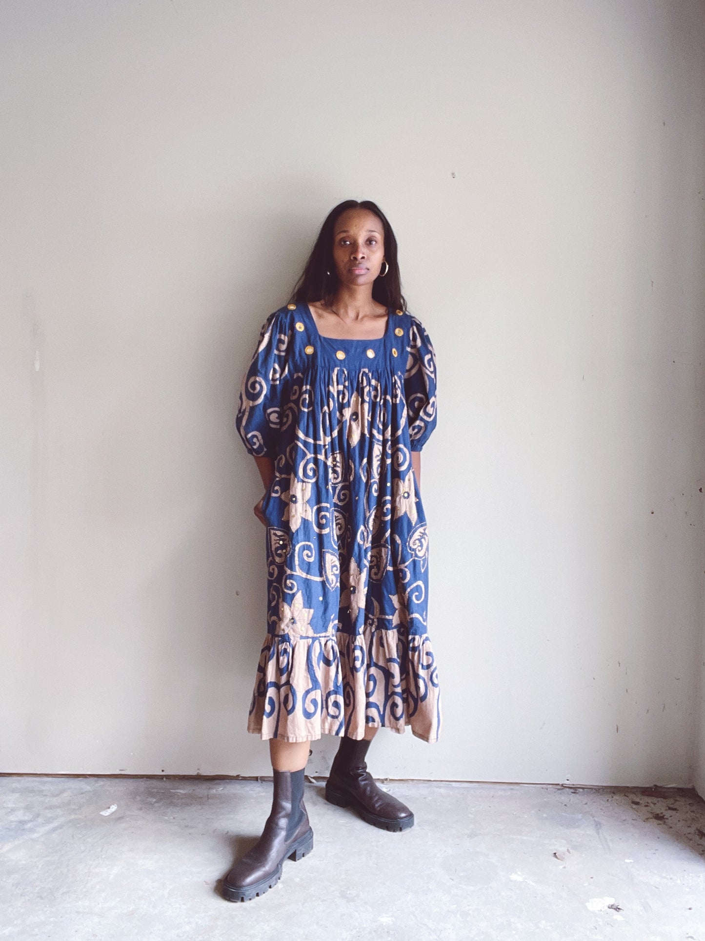 Ramona Rull 70s Indian Block Print Dress