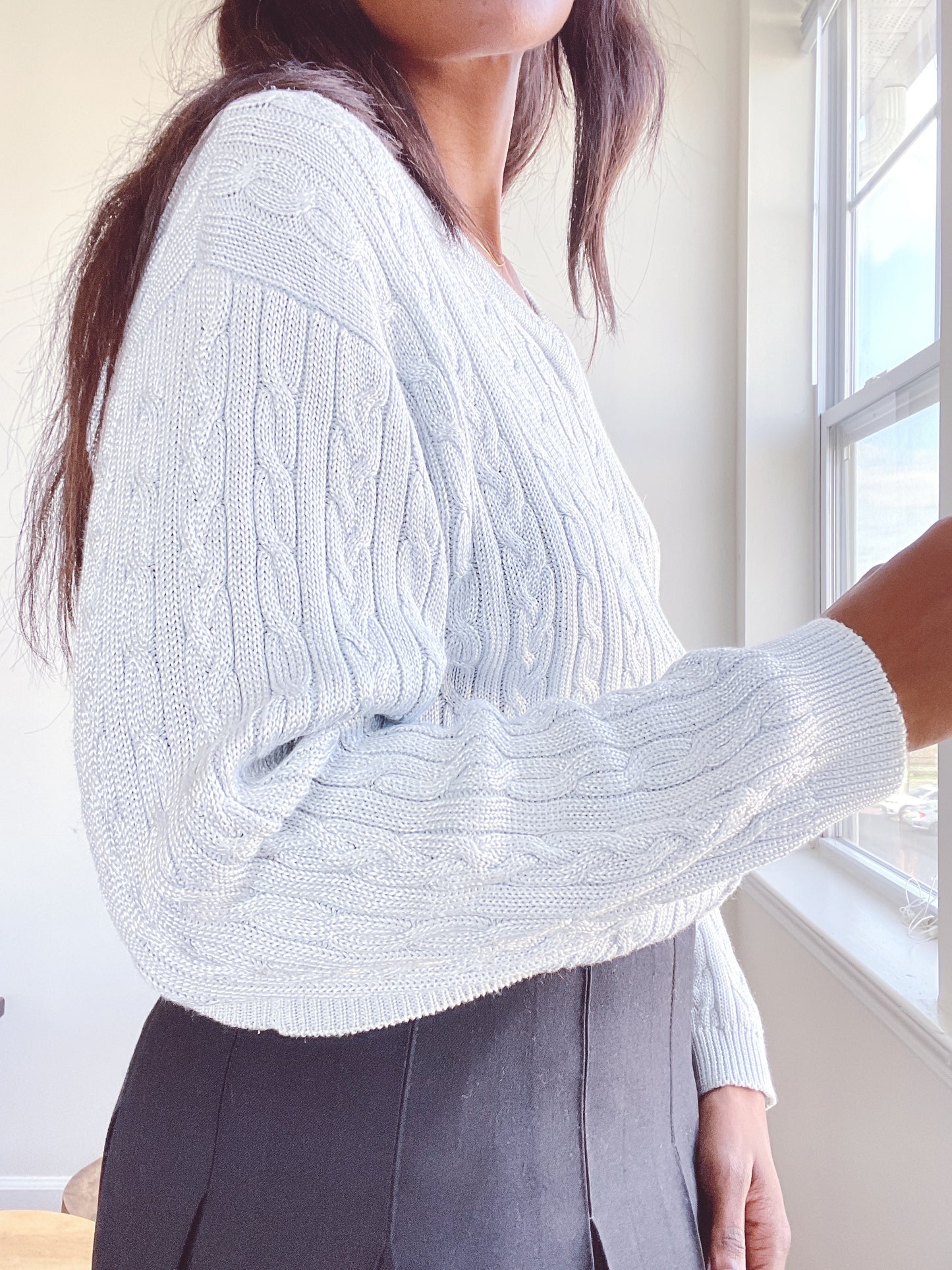 Vintage Icy Blue Cableknit Sweater