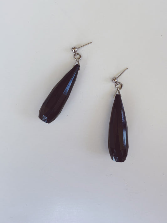 Black Faceted Dangle Earrings