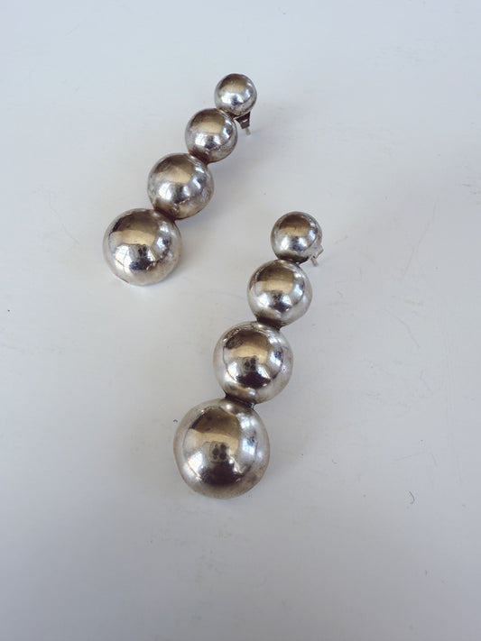 Vintage Sterling Silver Modernist Drop Earrings