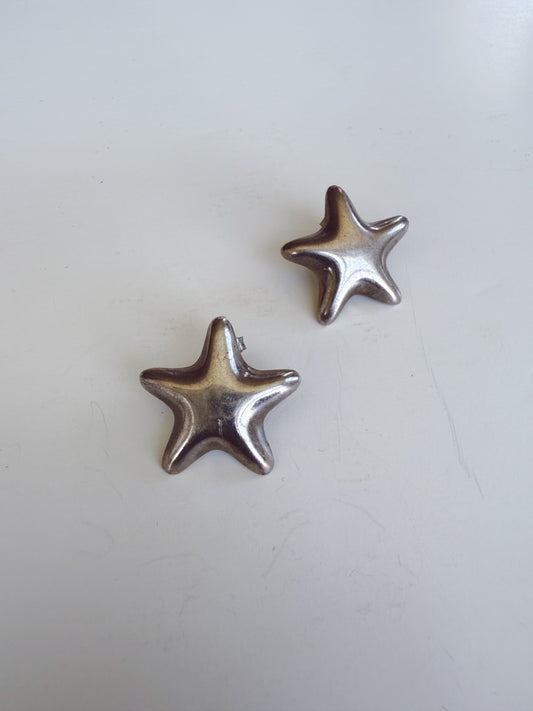 Vintage Sterling Silver Star Earrings