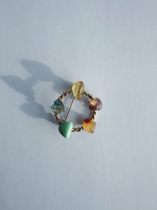 Vintage Gold Tone Stone Brooch Pin