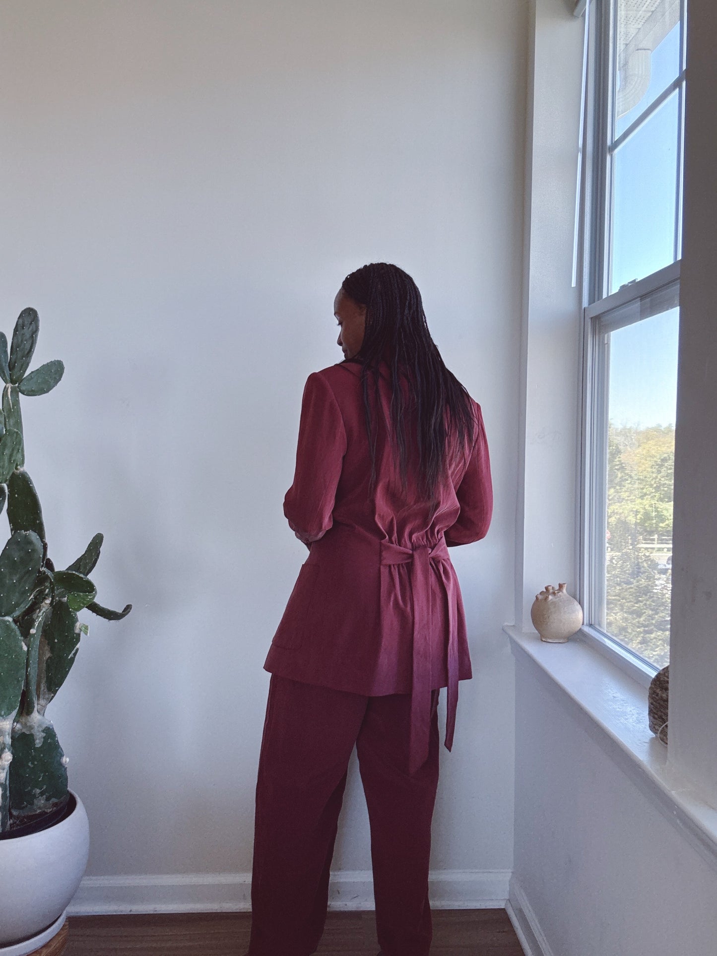 Vintage Silk Pant Suit Wine