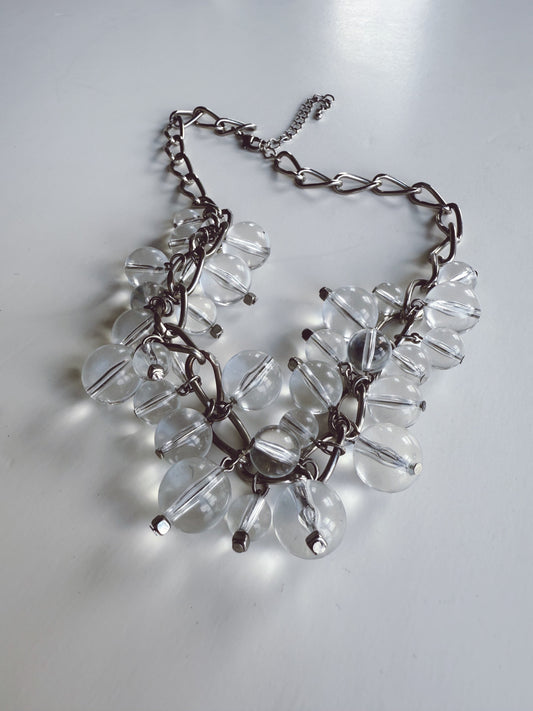 Glass Bead Cluster Necklace Costume Jewelry