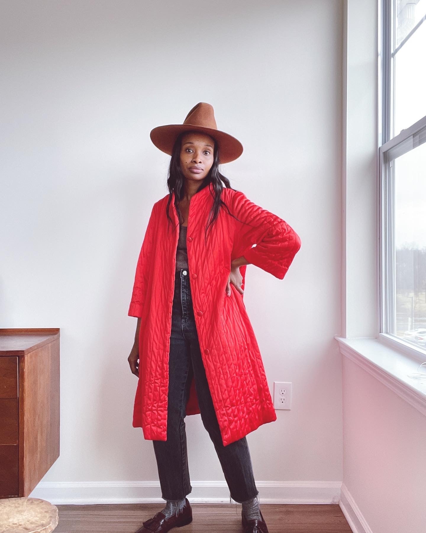 Vintage Quilted Housecoat Duster Jacket