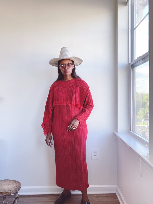Red Woven Vintage Dress