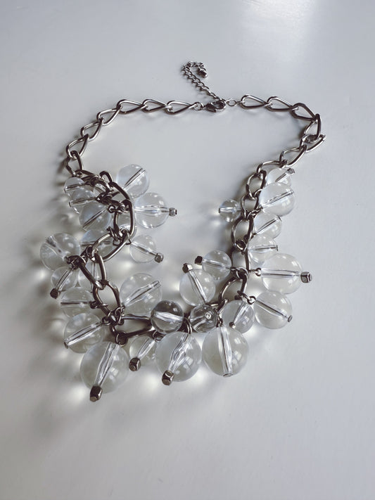 Glass Bead Cluster Necklace Costume Jewelry