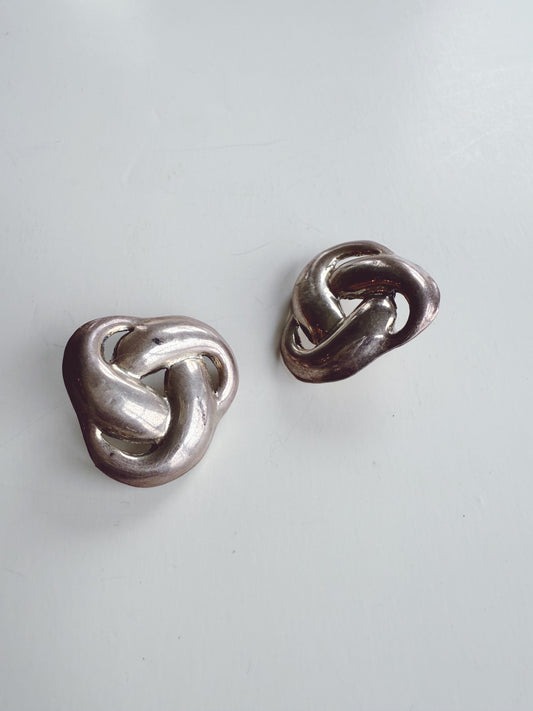 Vintage Sterling Silver Modernist Flower Earrings
