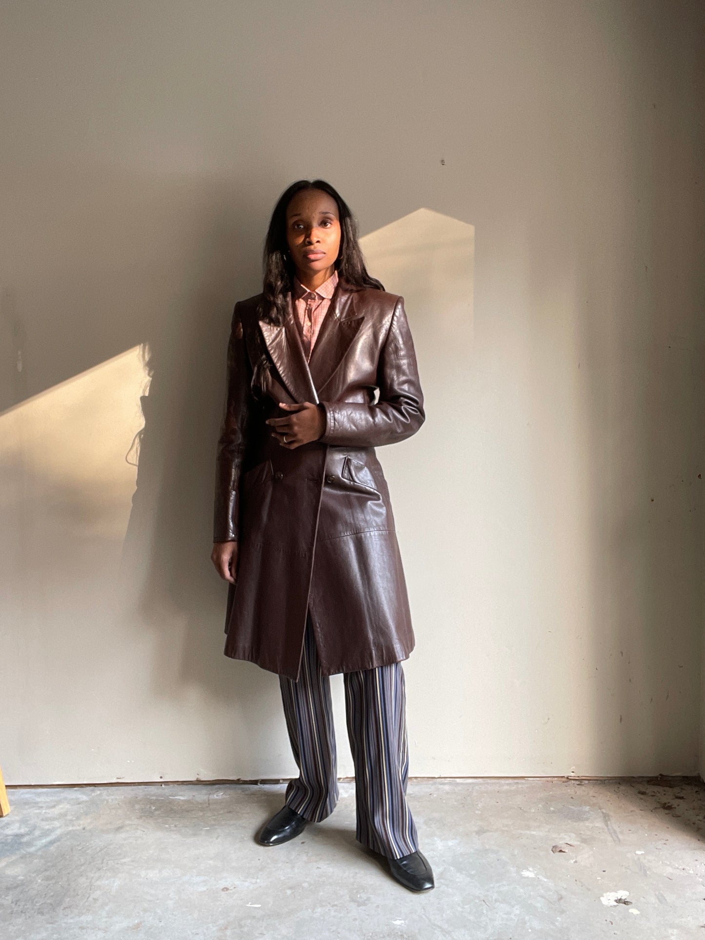 Vintage YSL Brown Leather Coat