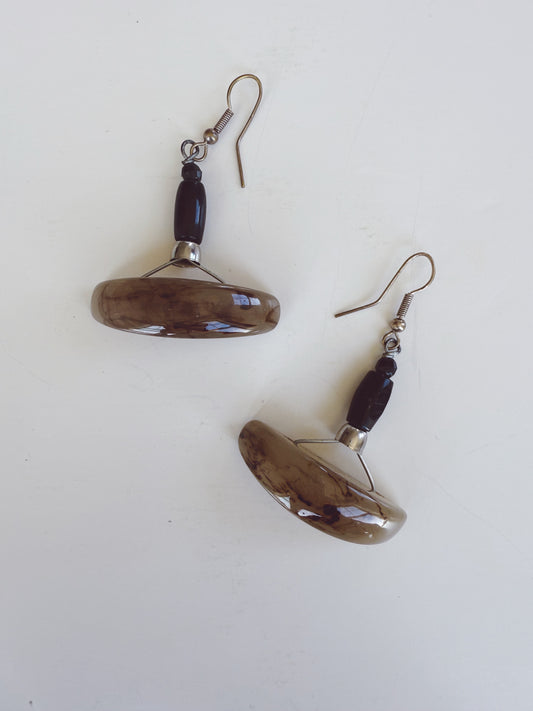 Vintage Black Taupe Drop Earrings