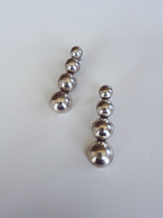 Vintage Sterling Silver Modernist Drop Earrings