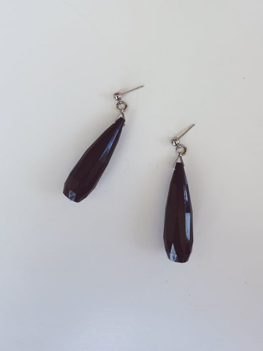 Black Faceted Dangle Earrings