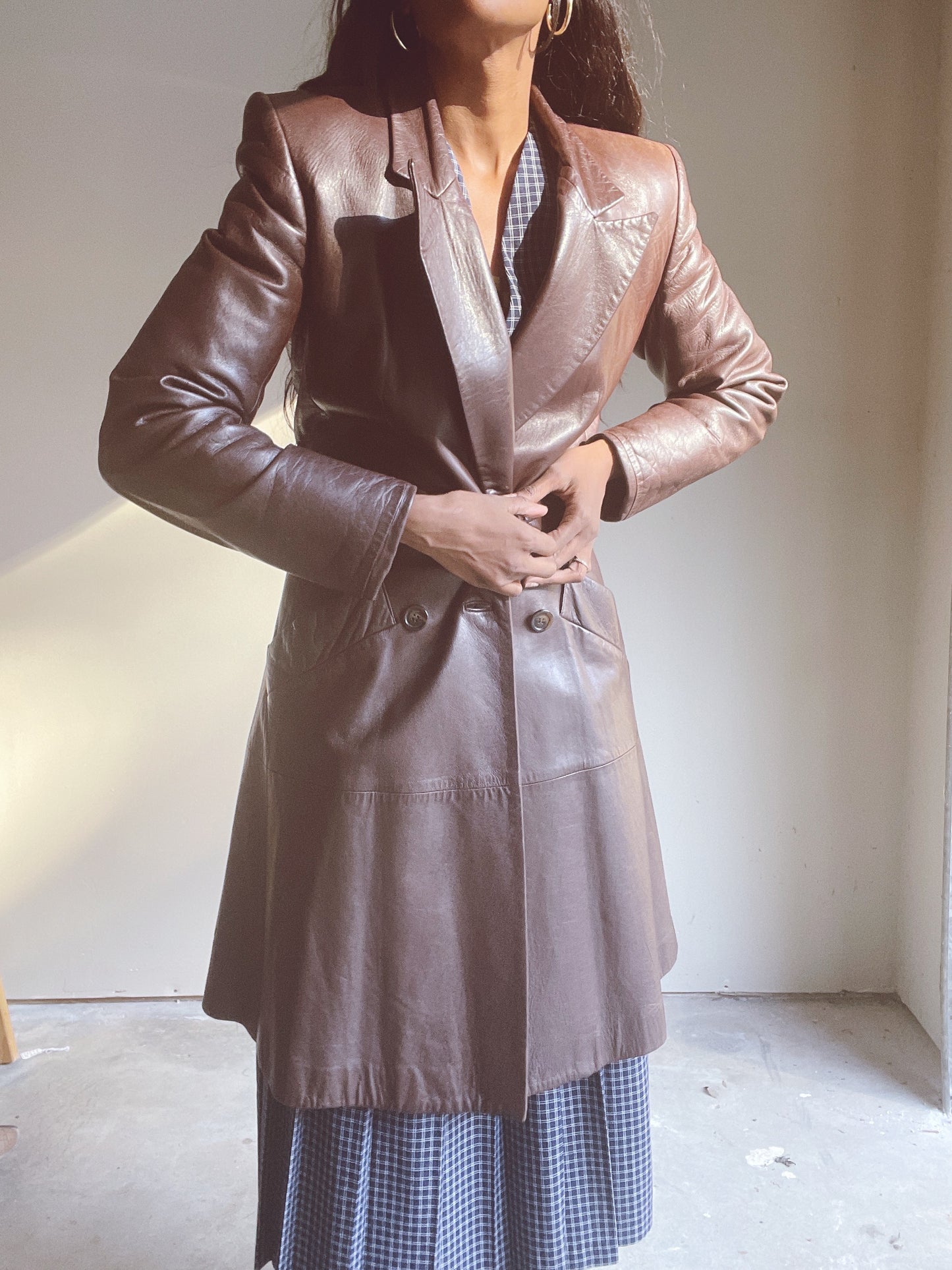 Vintage YSL Brown Leather Coat