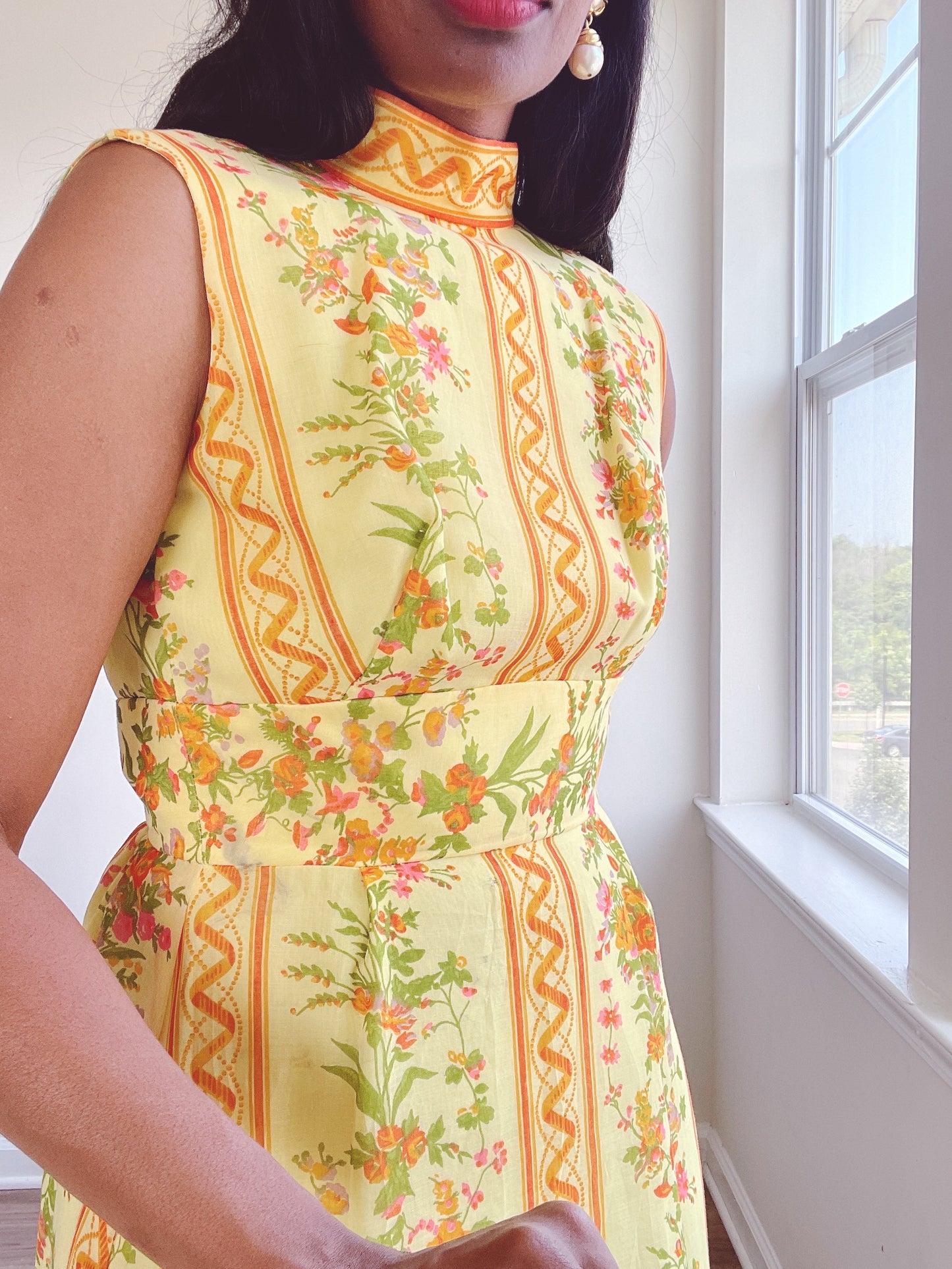 60s Fall Print Maxi Dress