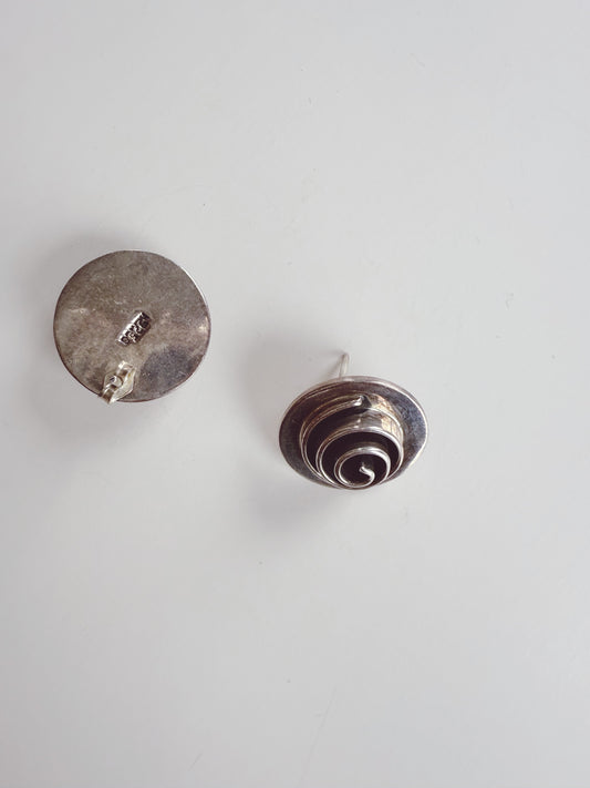 Vintage Sterling Silver Modernist Spiral Earrings