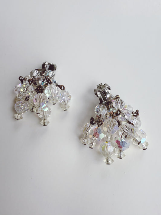 Vintage Crystal Cluster Earrings
