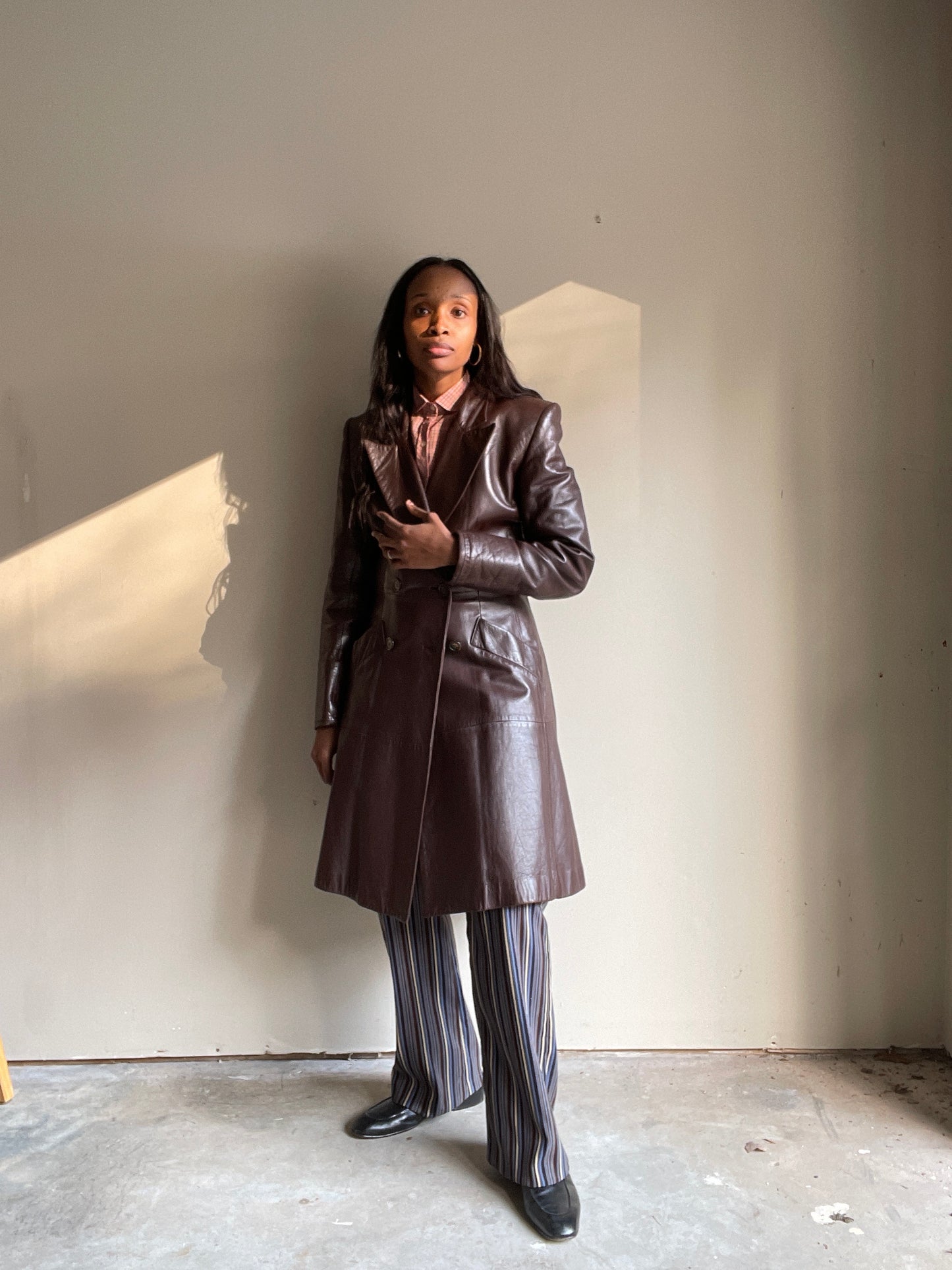 Vintage YSL Brown Leather Coat