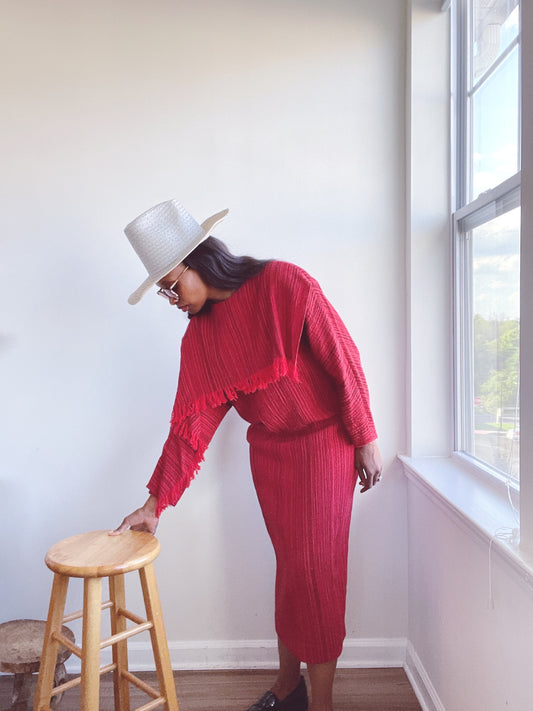 Red Woven Vintage Dress