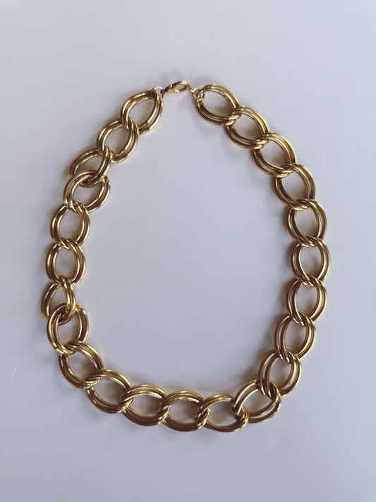 Double Link Gold Necklace Costume Jewelry