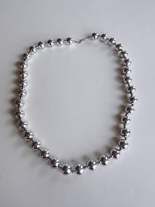 Silver Pearl Bead Necklace Costume Jewelry