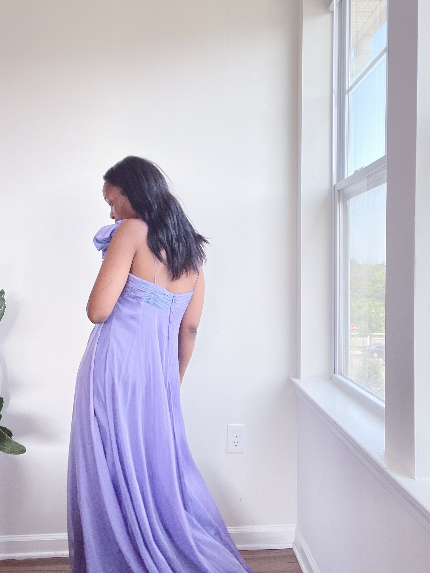 TERI JON by Rickie Freeman Silk Evening Minimal Floral Gown