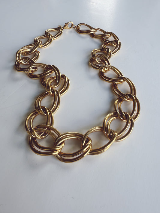Double Link Gold Necklace Costume Jewelry
