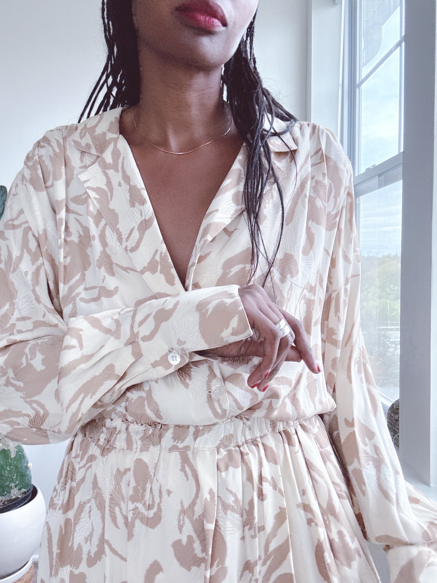 Vintage CHRISTIAN DIOR Silk Skirt Set