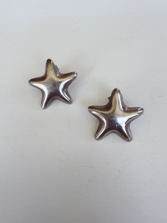 Vintage Sterling Silver Star Earrings