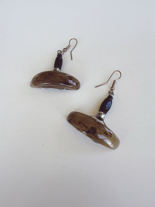 Vintage Black Taupe Drop Earrings