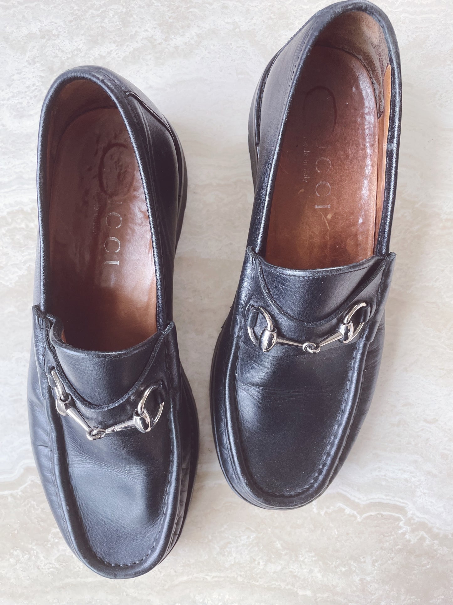 Vintage GUCCI Horsebit Loafers Black