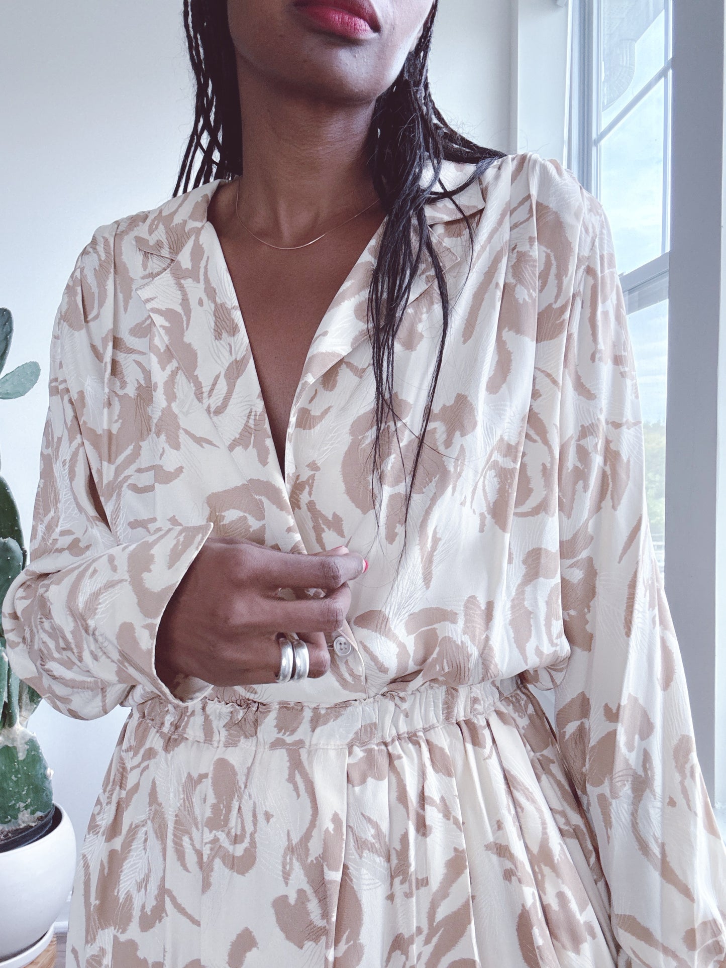 Vintage CHRISTIAN DIOR Silk Skirt Set