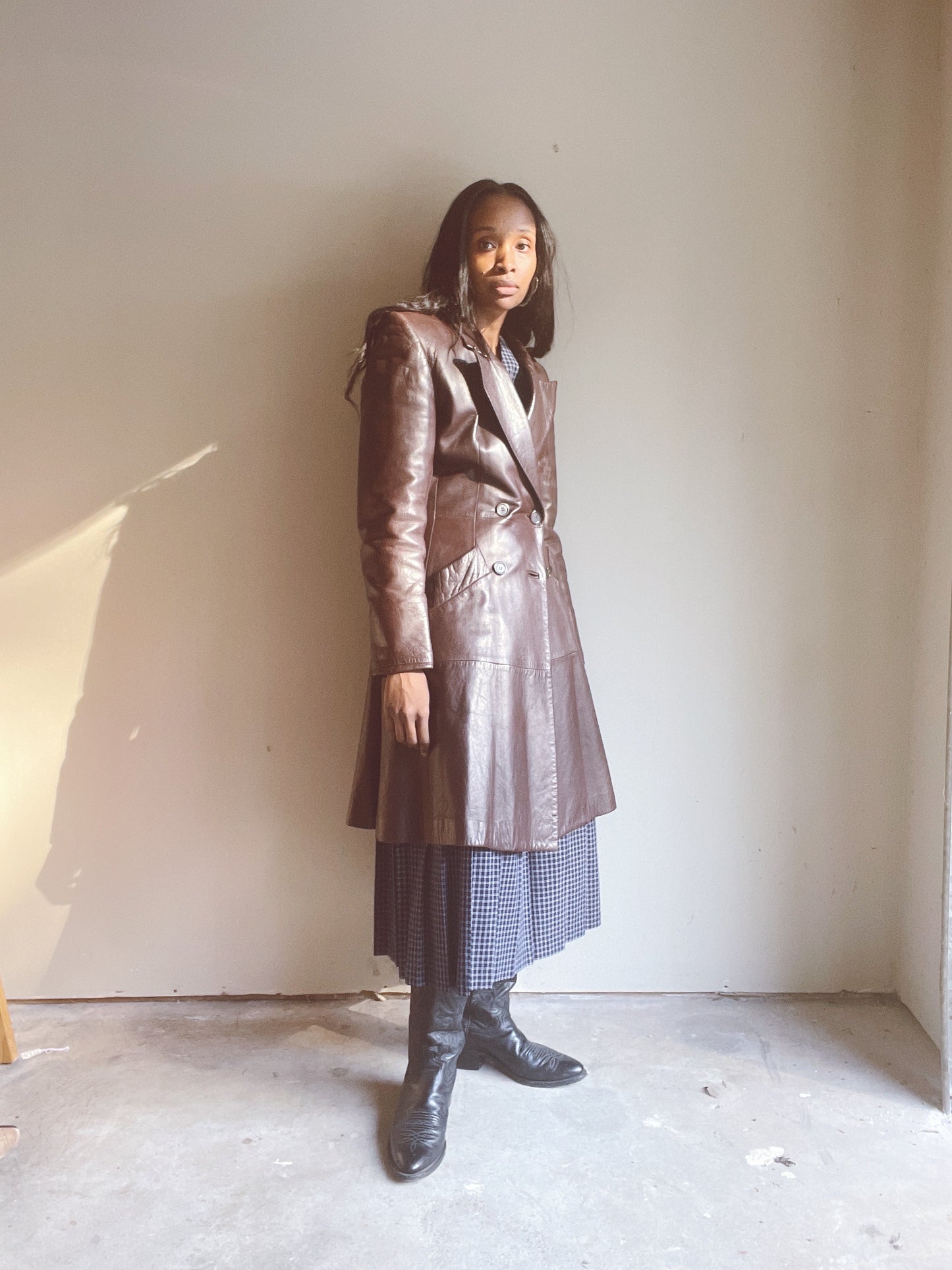 Vintage YSL Brown Leather Coat