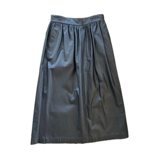 Black Midi Leather Skirt