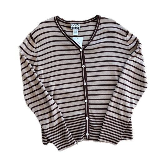 Anna Brown Striped Sweater Cardigan M