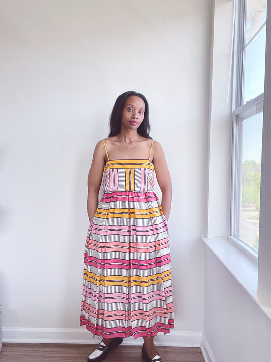 Vintage BILL HAIRE Silk Striped Skirt Set