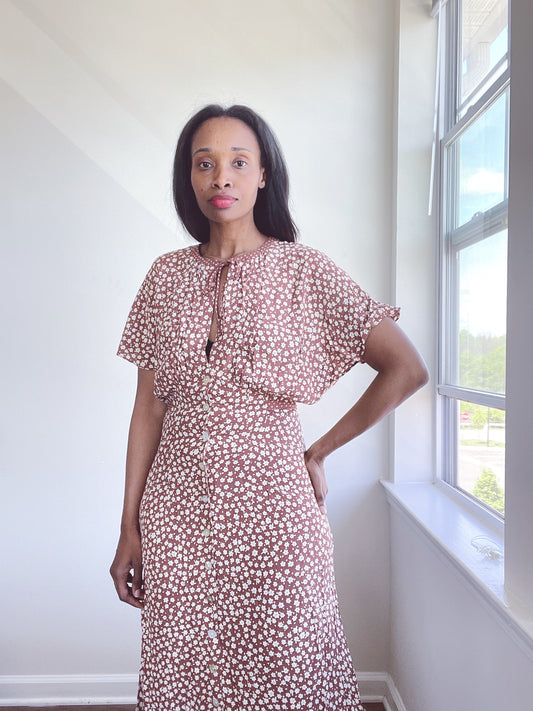 40s Style Rayon Floral Garden Dress