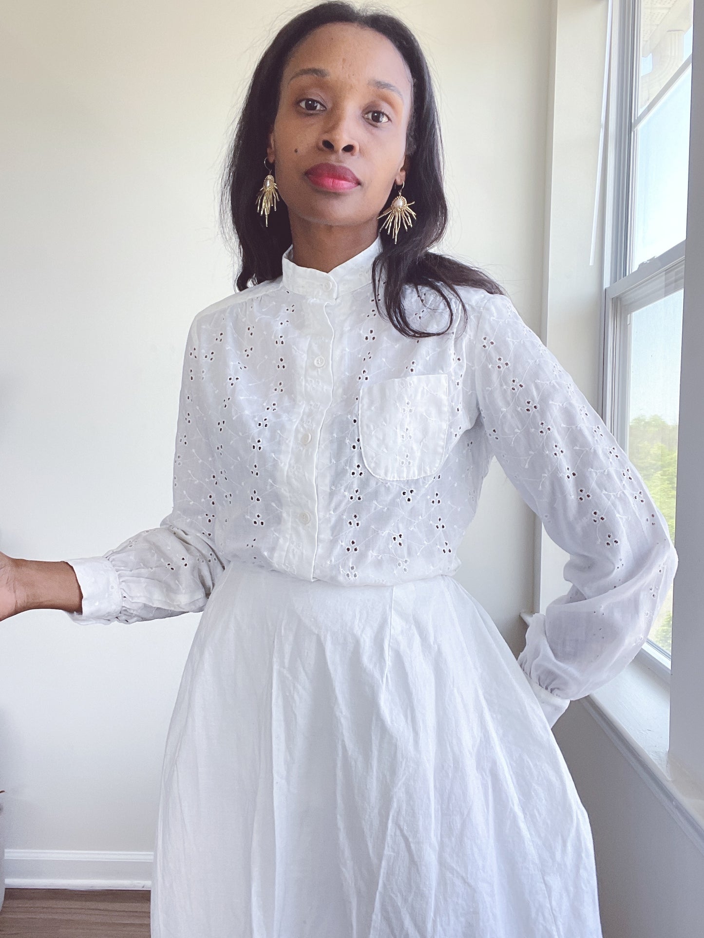 70s Eyelet Lace Blouse