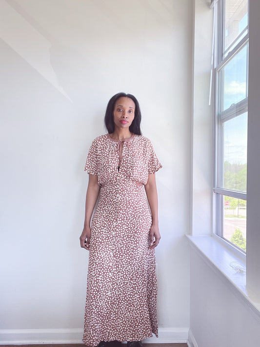 40s Style Rayon Floral Garden Dress