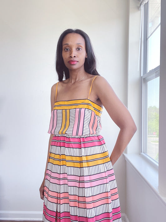 Vintage BILL HAIRE Silk Striped Skirt Set