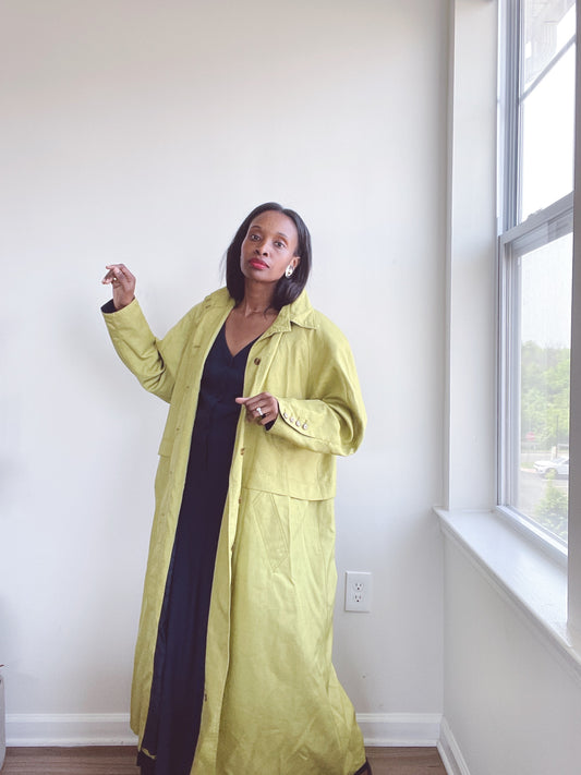 Vintage Chartreuse Trench Coat