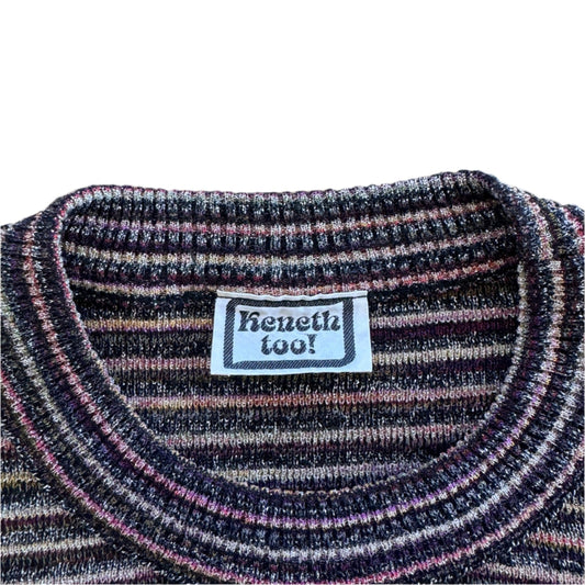 70s Lurex Keneth Too! Multicolor Striped Sweater