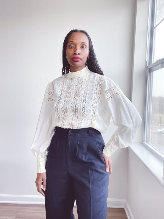 70s Victorian Lace Blouse