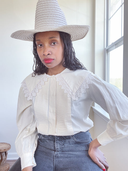 Ivory Pilgrim Lace Trim Blouse