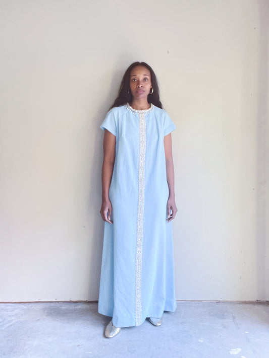 Powder Blue 60s Maxi Dress