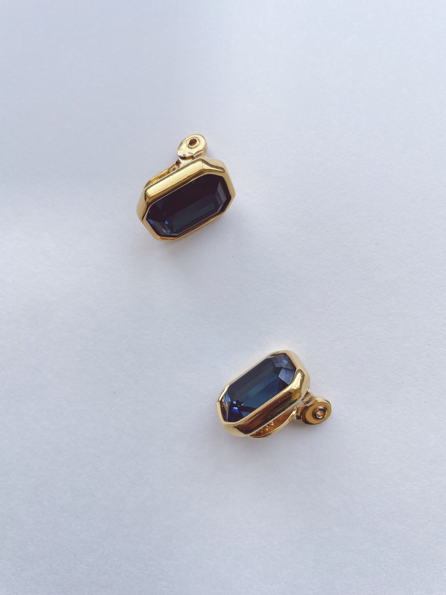 Monet Clip On Blue Rhinestone Earrings