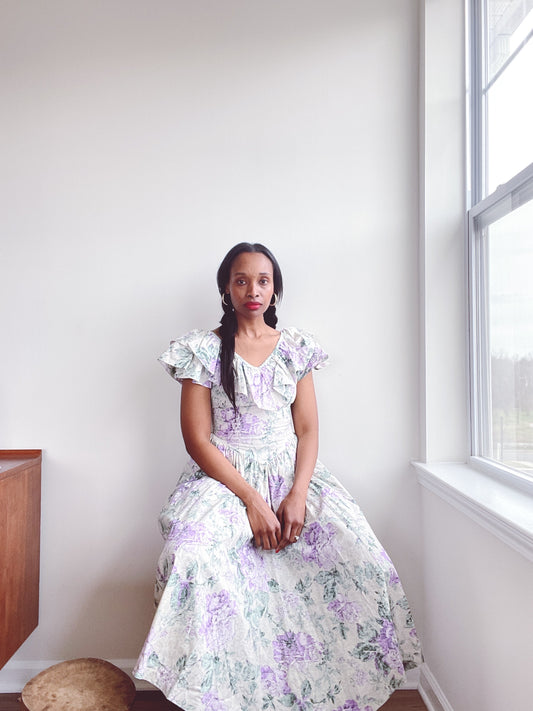 Vintage Floral Cotton Cottagecore Dress