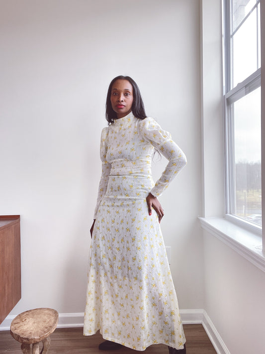 Mutton Sleeve 70s Dress