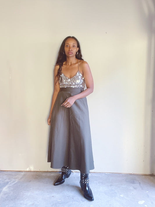 50s Olive Wool Circle Skirt