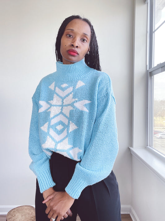 Vintage Snowflake Mockneck Sweater